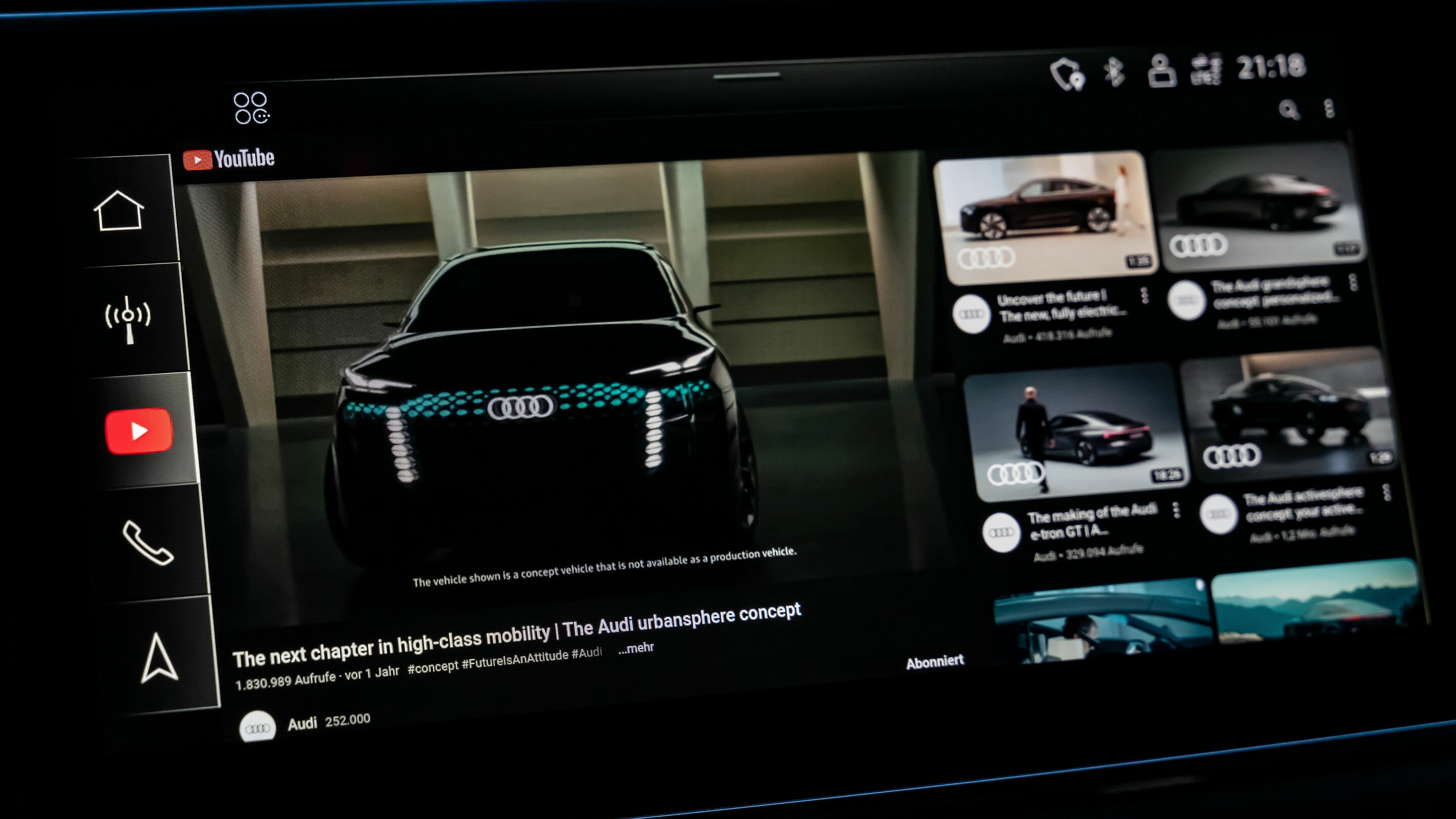 Audi integriert YouTube in eine Vielzahl seiner Modelle - Audi integriert die weltweit größte Videoplattform YouTube in das Infotainmentsystem ausgewählter Modelle. Möglich wird dies durch einen neuen Store für Apps.