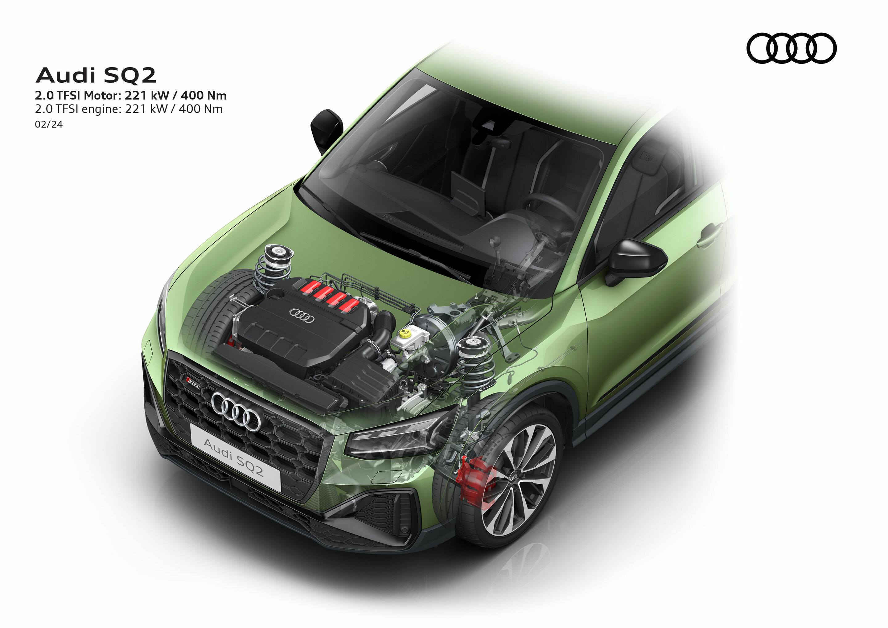 Illustration - Audi SQ2 - The powerhouse inside the Audi SQ2 is the 221 kW (300 hp) 2.0 TFSI petrol engine