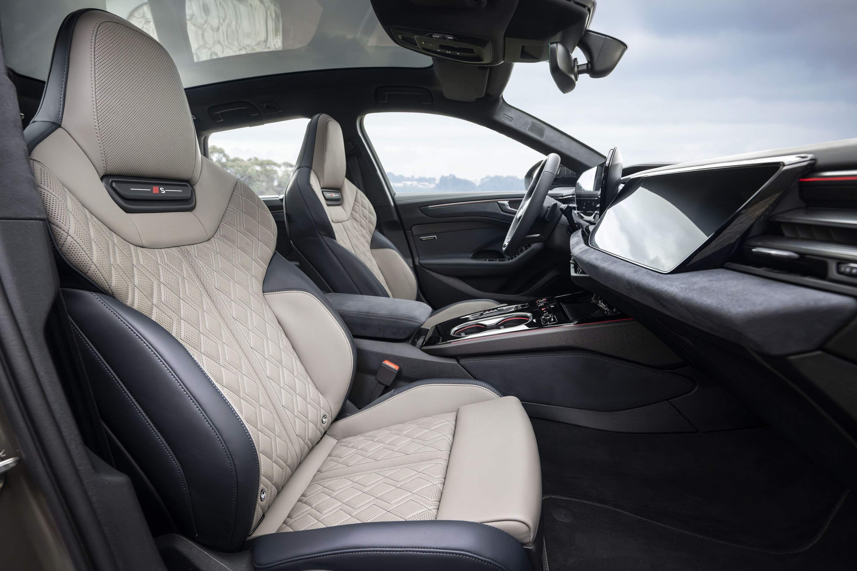 Audi at Milan Design Week - Audi exclusive is presenting a refined version of the Audi A6 Avant at Milan Design Week: the sport seats are finished in a classy leather combination of Baikal blue and neodymium gold with Baikal blue contrasting stitching.
