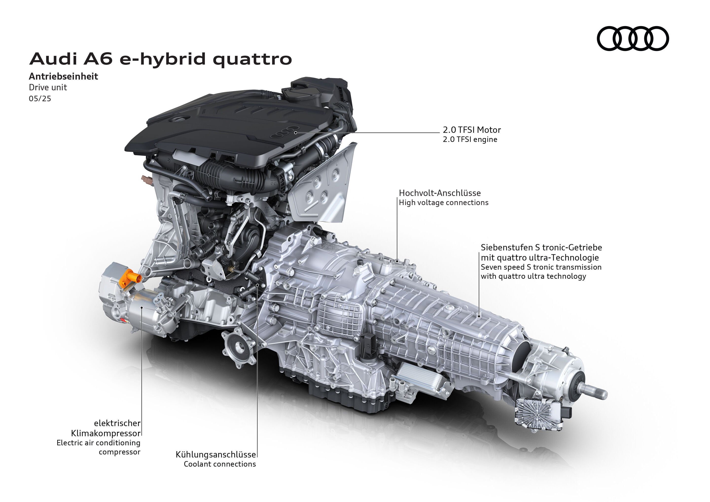 Illustration - Audi A6 e-hybrid quattro - Antriebseinheit