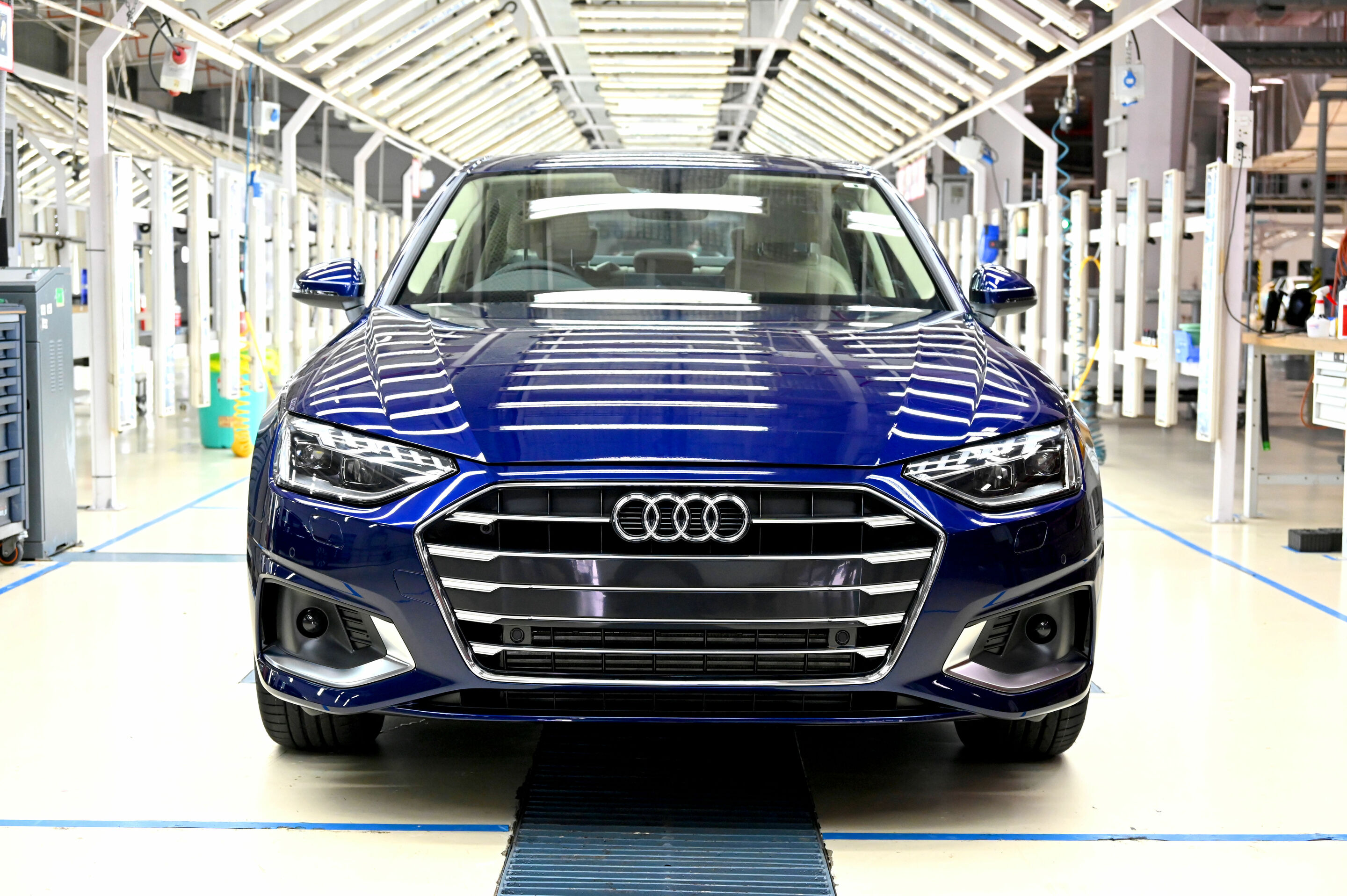 Audi at Aurangabad site - The Audi A4 Sedan on the production line at the Skoda Auto Volkswagen India, Aurangabad plant.
