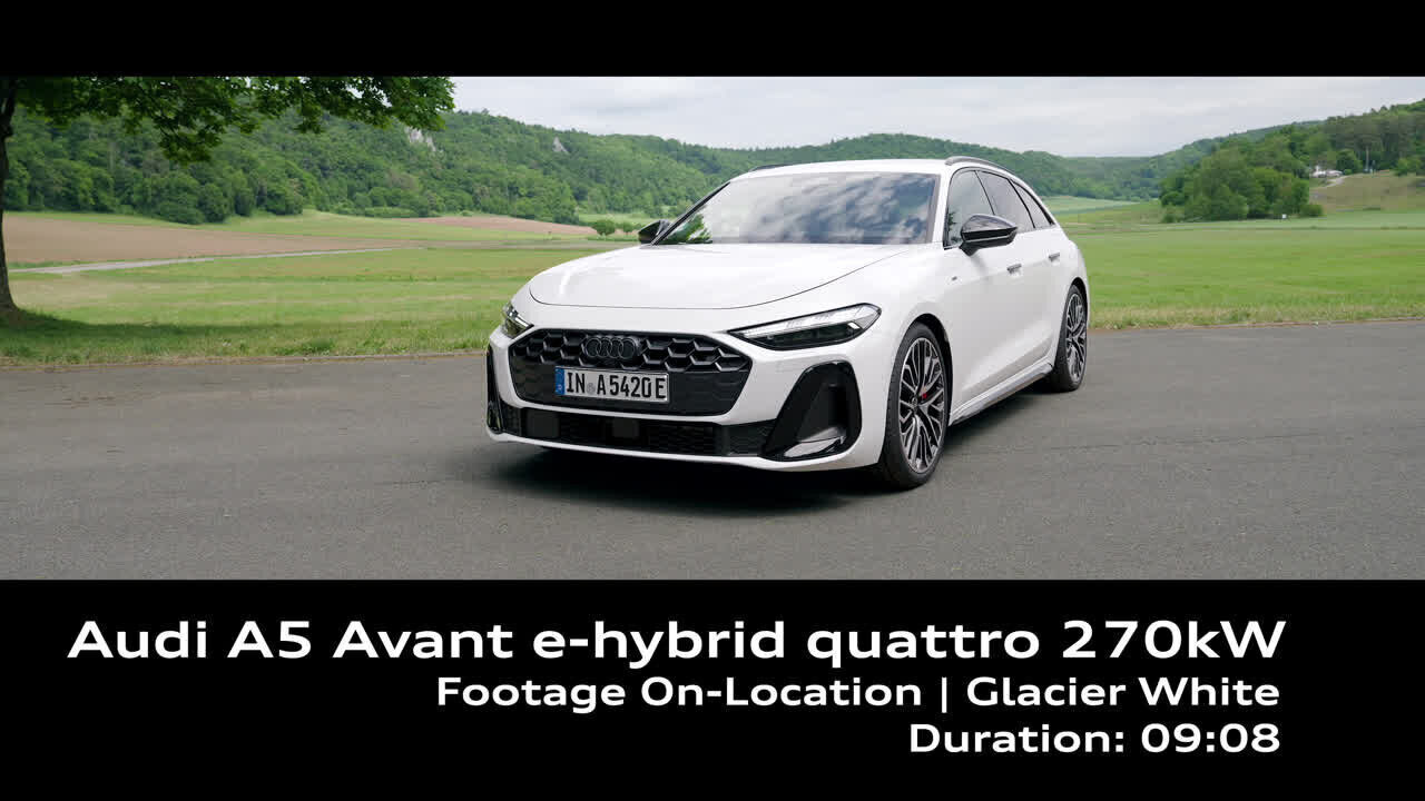 Audi A5 Avant e-hybrid quattro 270KW Glacier white – Footage (on location)